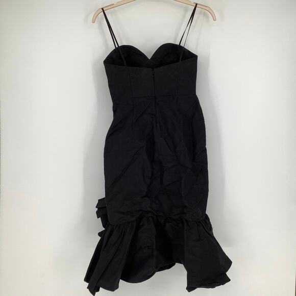 Carolina Herrera Size 2 Black Sweetheart Silk Ruffle Cocktail Dress Italy G1-1 - Picture 3 of 9